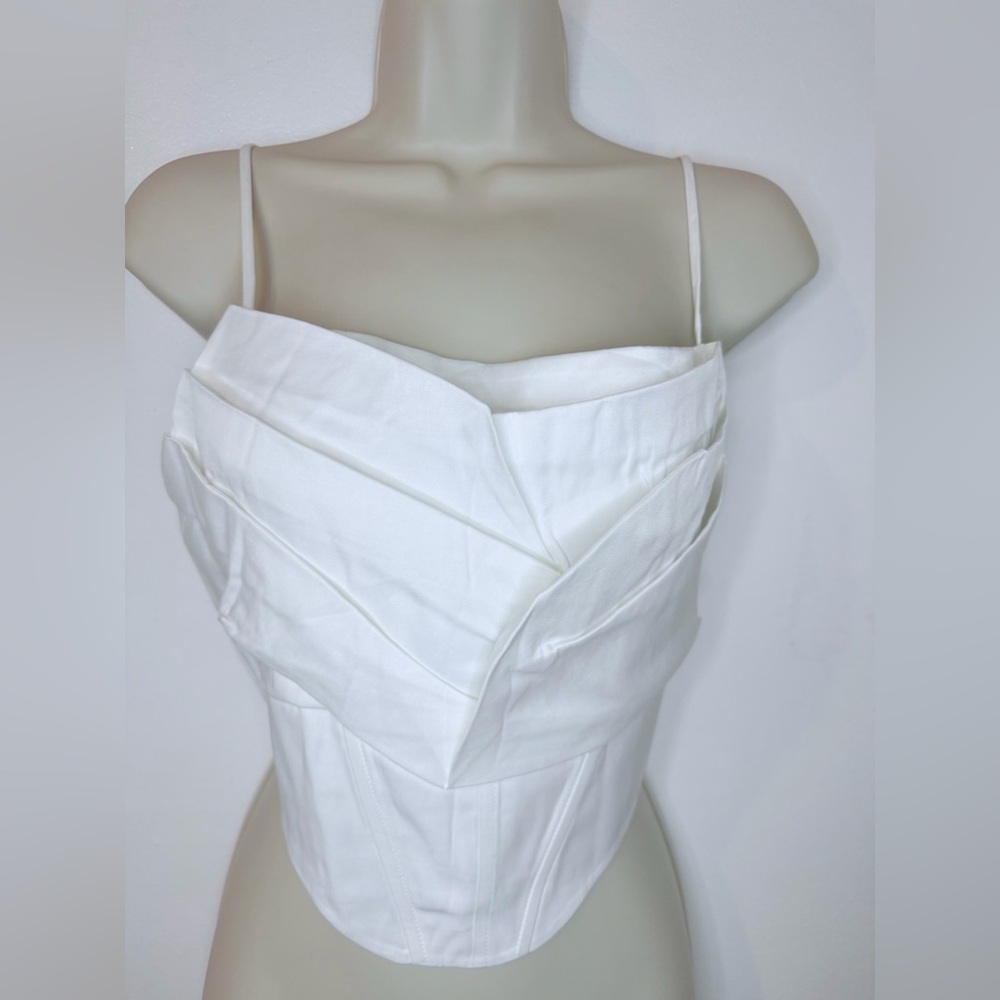 NWT Elodie White Draped Bustier Top Size M Anthropologie Brand